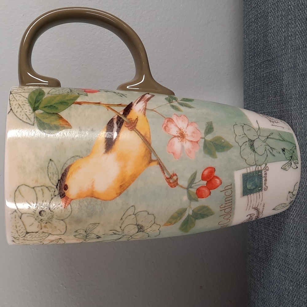 Goldfinch Coffee Tea Cocoa Cup Mug Flowers Floral Design Bird Lover Gift Pretty